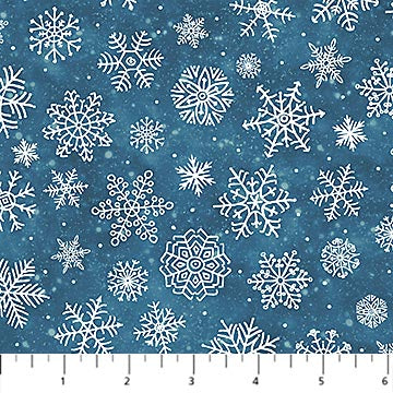 Silent Night by Northcott dark blue snowflakes