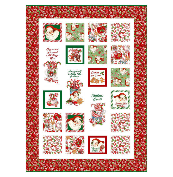 Peppermint Christmas Quilt Kit. 44x66”