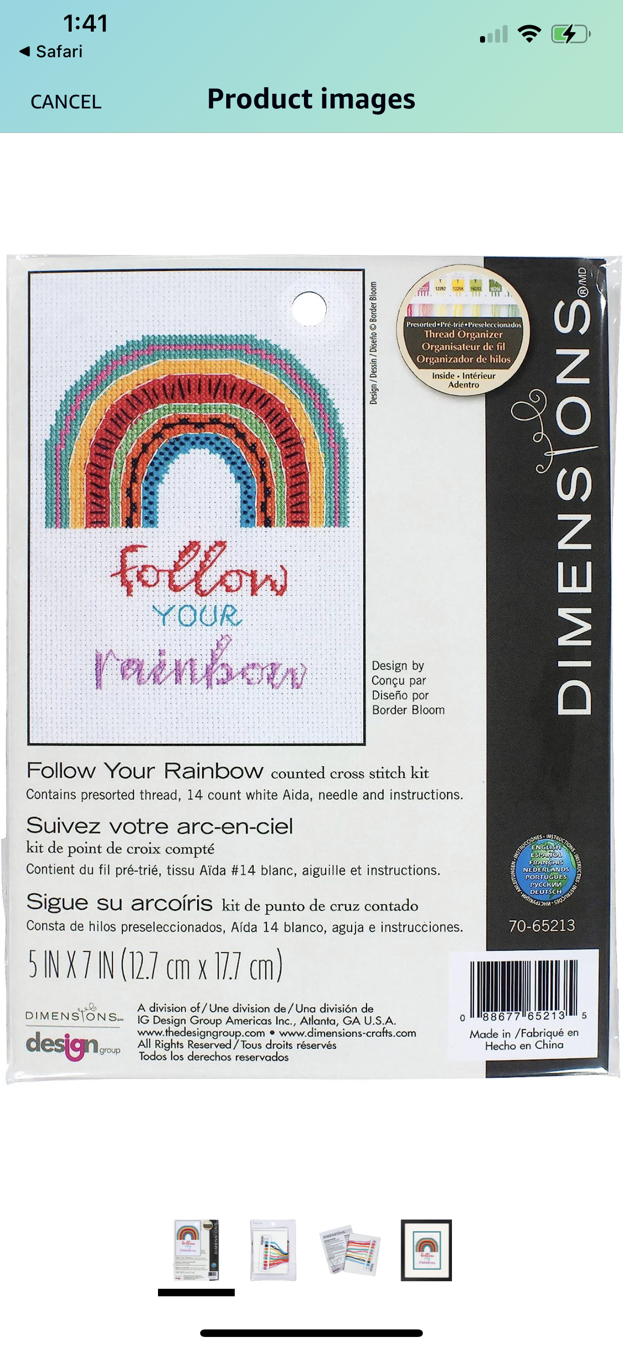 Follow your rainbow Cross Stitch Kit