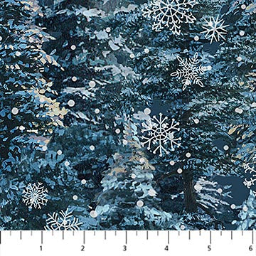 Silent Night by Northcott storm blue snowflakes