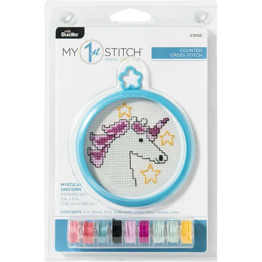 Bucilla, My 1st stitch Unicorn  counted cross stitch