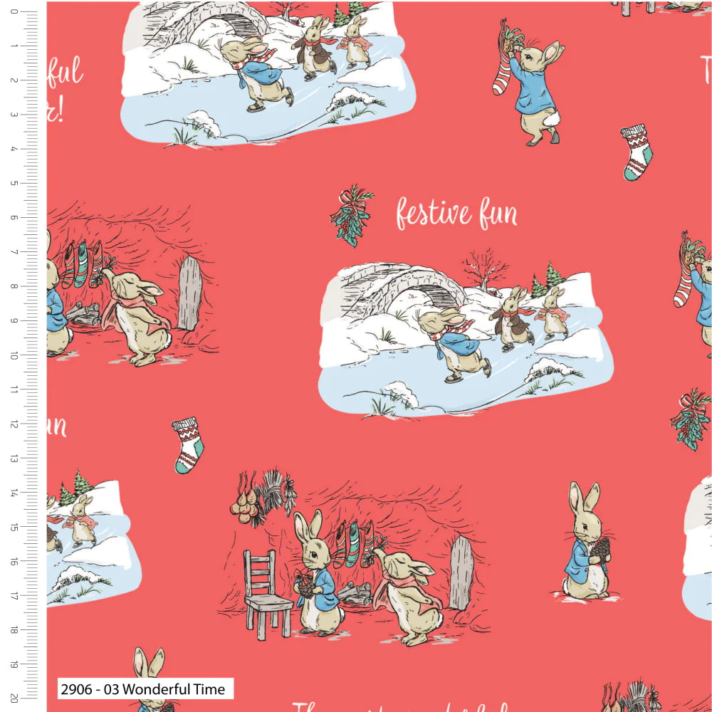 Merry Christmas Fabric - Peter Rabbit Festive fun