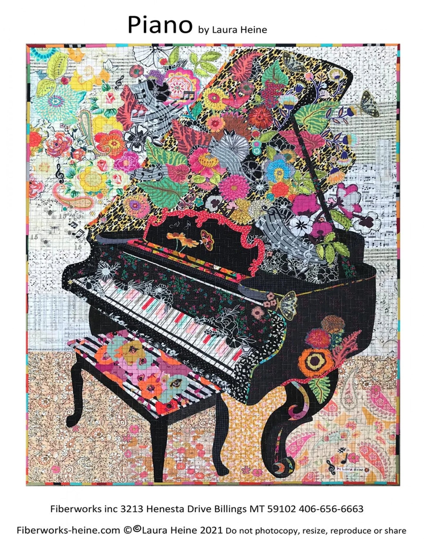 Piano Collage Printed Pattern by Laura Heine