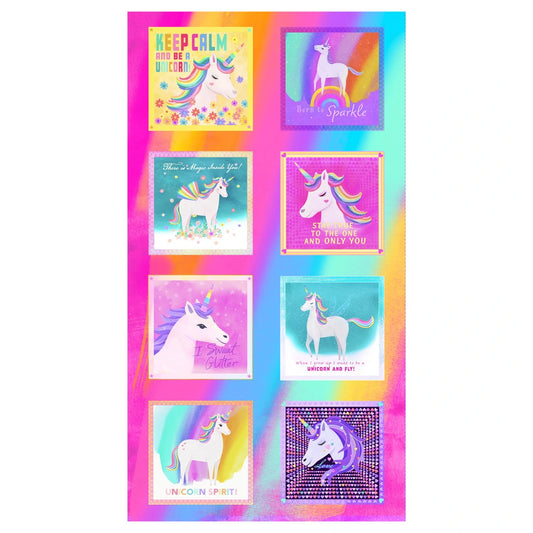 digital image of Unicorn Love panelclose up image of block from Unicorn Love Panel Unicorn Love Y3597-55 Multicolor Panel from Clothworks