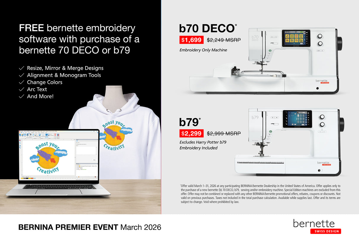 bernette  b79 Sewing and Embroidery Machine- Inlcudes Embroidery Software by DIME through March 31, 2026