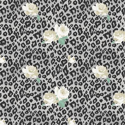 Mylah's Garden, Wildflower's Leopard Floral, Light Gray by the yard