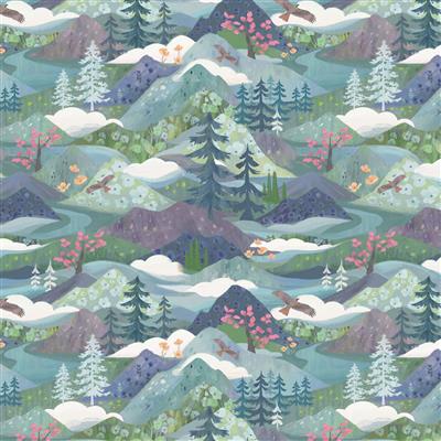 Serenity by Clothworks Digital Meadow, Blue by the yard