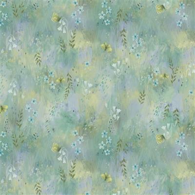 Serenity by Clothworks Digital Meadow, Mint by the yard