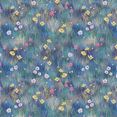 Serenity by Clothworks Digital Wildflowers, Blue by the yard