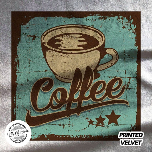 Coffee Grunge Retro Printed Fabric Panel