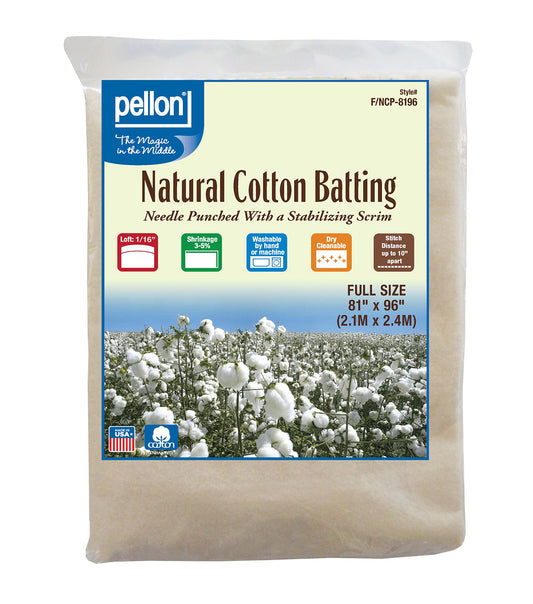 Pellon Nature's Touch Cotton Batting 81"x96" Full Size