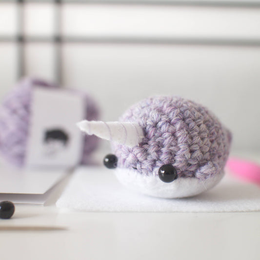 Crochet kit - mini amigurumi narwhal craft kit