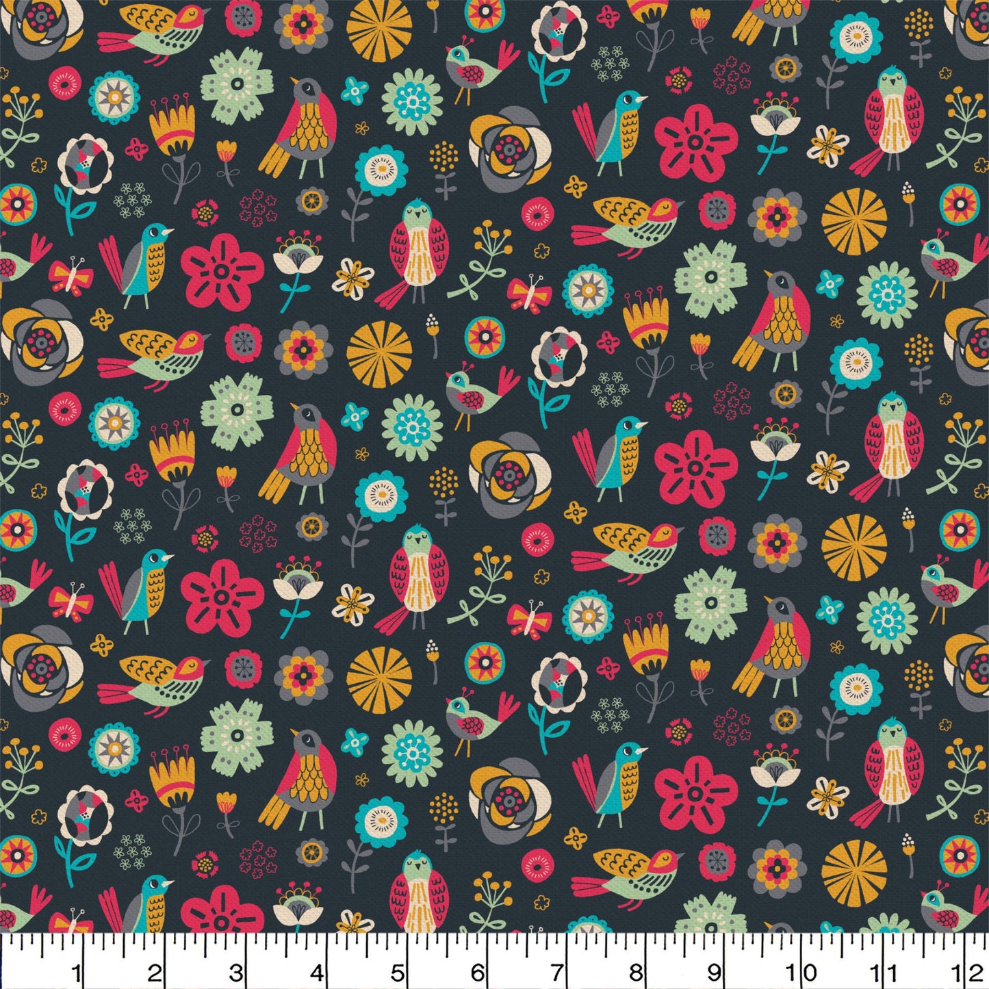 Emma & Mila Collection - Fabric by the Yard-Birds of a Feather - Birds & Flowers- online only