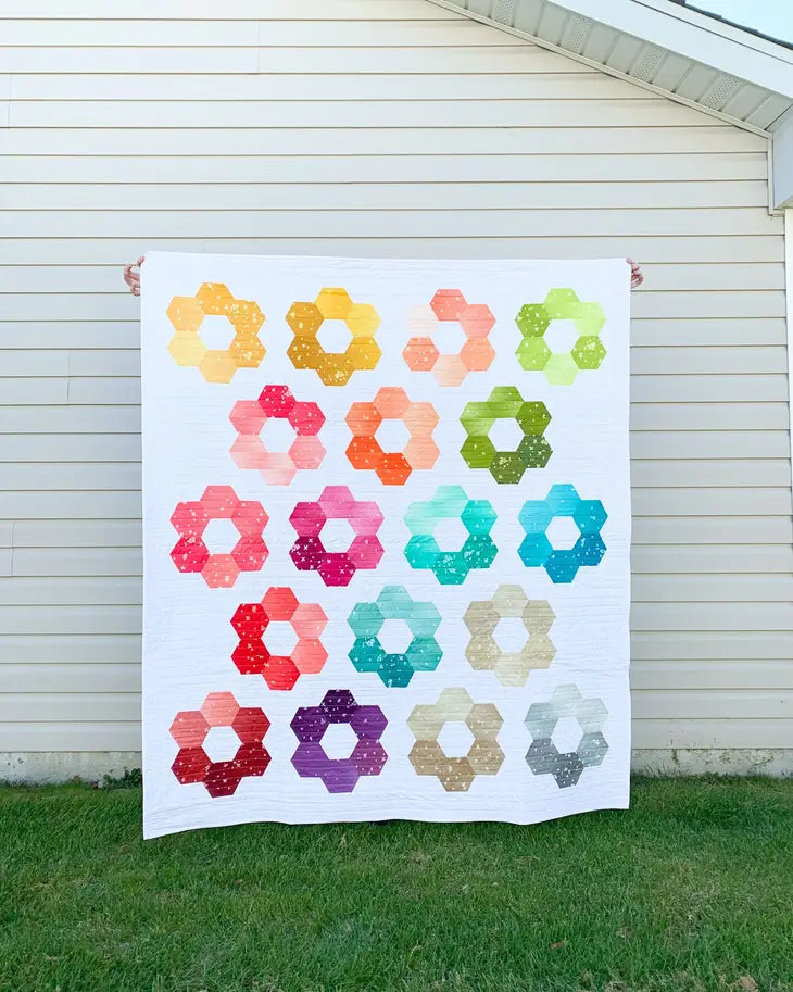 Hexie Blooms, printed quilt pattern
