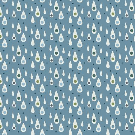 Blue Rain Drops Fabric by the Yard