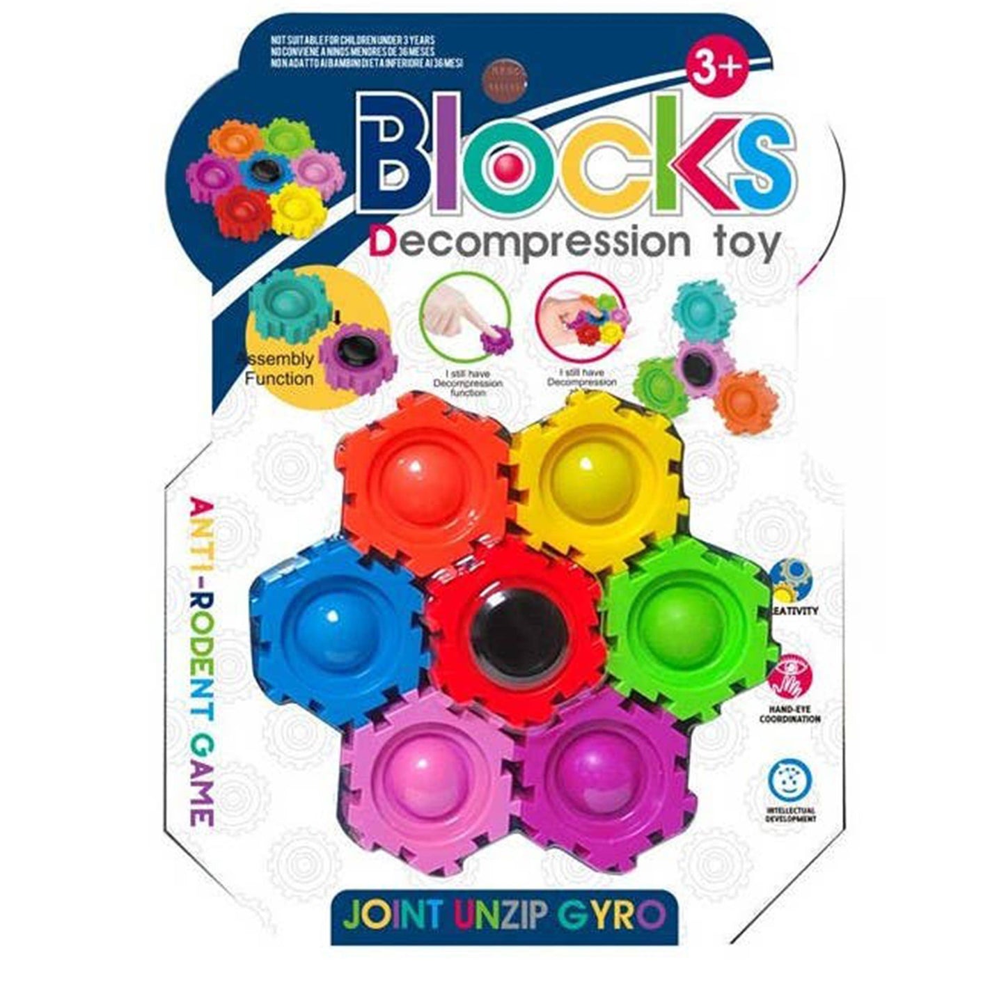 Pop Puzzle Sensory Fidget Building Block Spinner Toy For Kid
