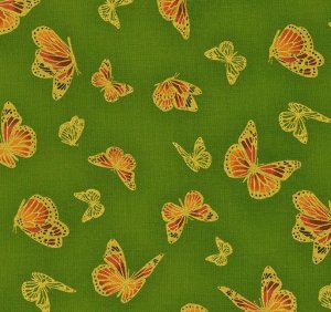 Shades of the Season Green Butterfly Fabric by the Yard