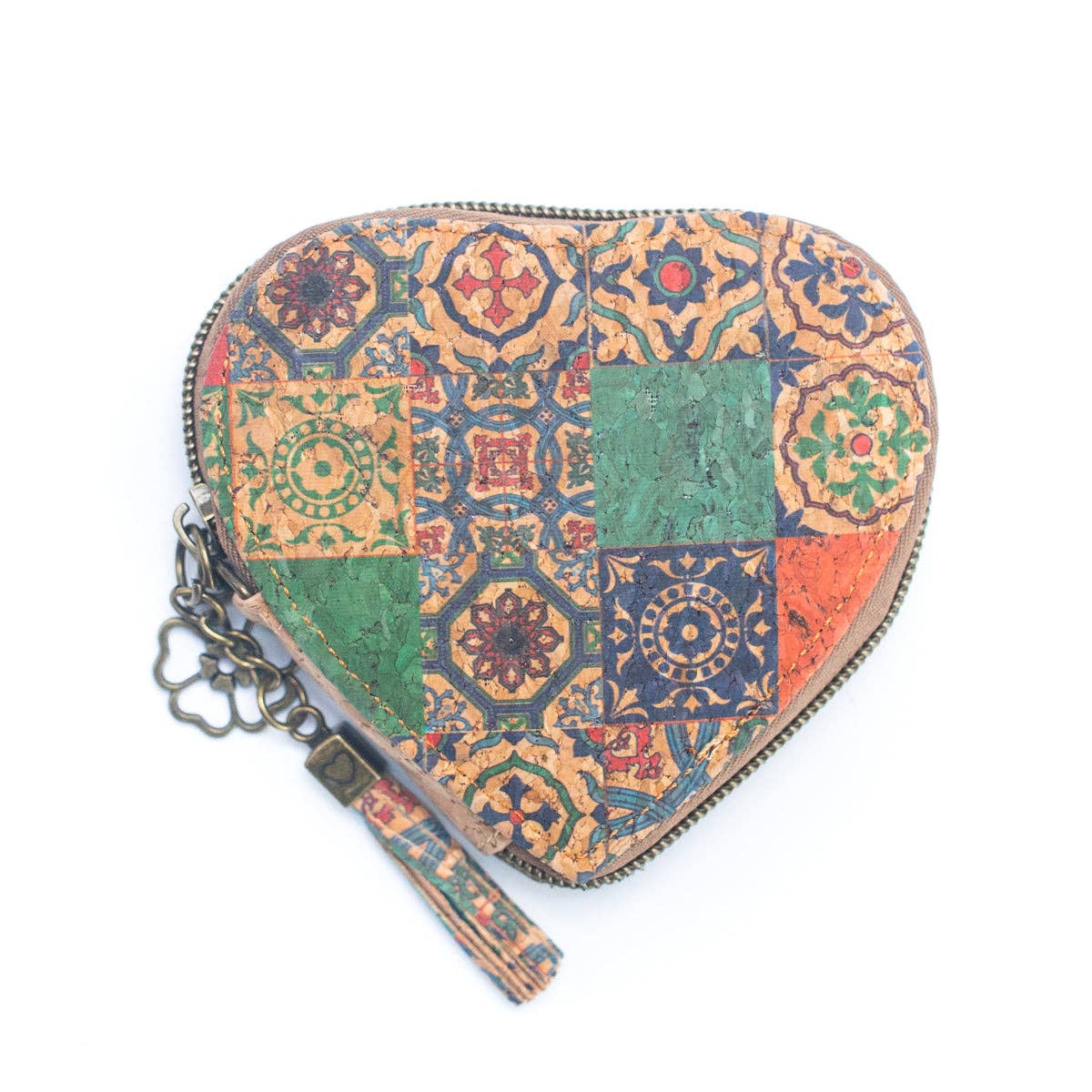 Printed Cork Heart-Shaped Women's Coin Purse