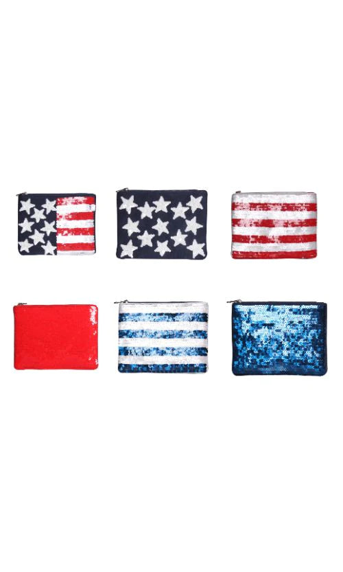 July 4th Special Embroidered Small Zip Pouch