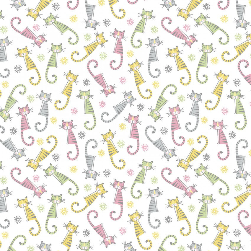 Adorable Alphabet tigers pink fabric by the yard