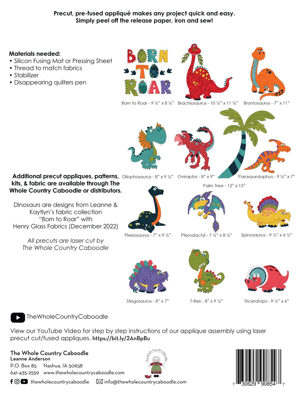 Brontosaurus Precut Fused Applique Pack