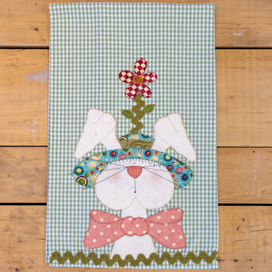 Bunny with Teal Hat Applique Tea Towel Kit