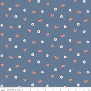 Misty Morning Hearts Cadet Fabric by the yard-