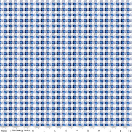 Sunshine & Dewdrops Gingham Blue-Fabric by the Yard