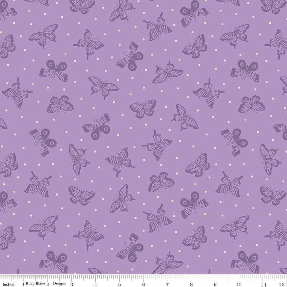 Sweet Picnic Lilac Butterflies Fabric by the Yard