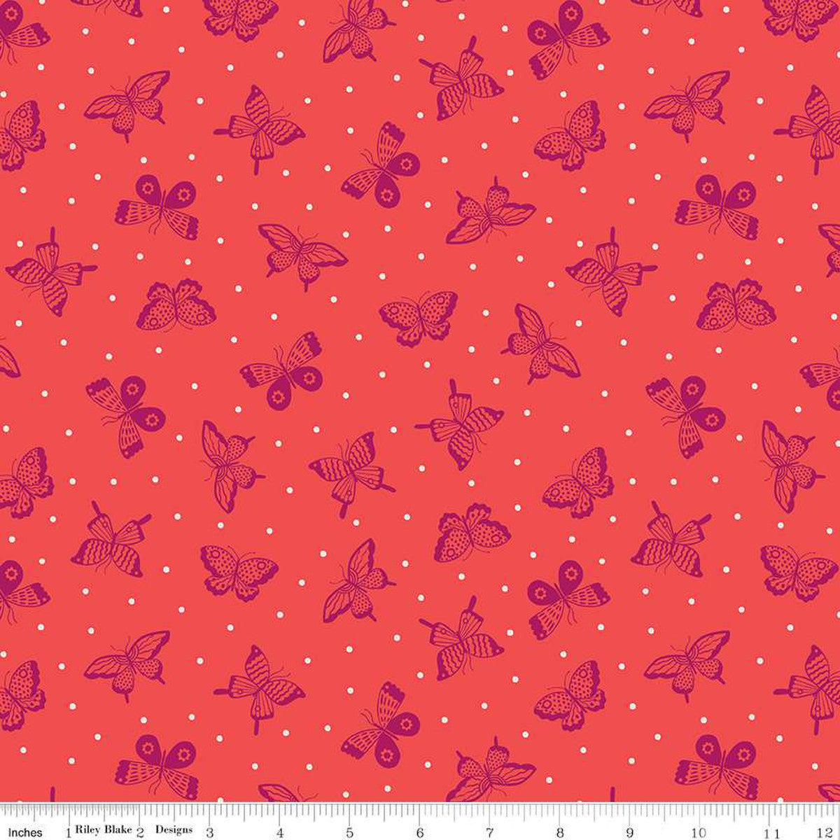 Sweet Picnic Cherry/Poppy Butterflies Fabric by the Yard