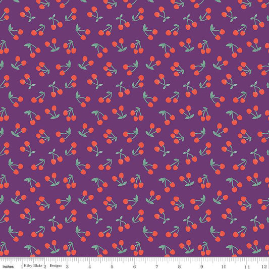 Sweet Picnic Scatterd Cherries Fabric by the Yard-Berry