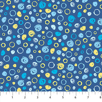 Dino Days Scribble Spots Indigo Fabric by the yard