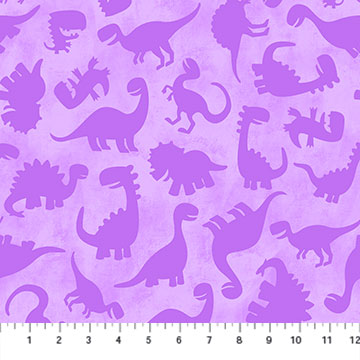 Dino Days Purple Silhouette Fabric by the yard