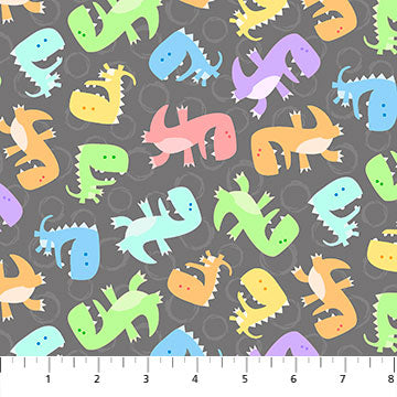 Dino Days Gray Tykes Fabric by the yard