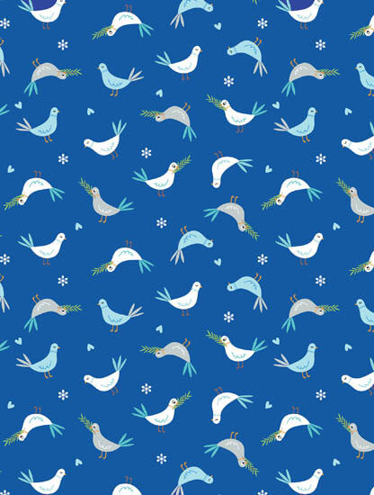 Noah's Journey - Doves Of Peace - Royal Blue Fabric by the Yard-
