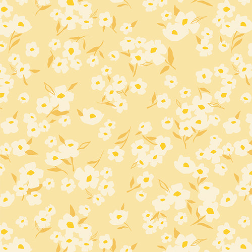 Spring Daises  Honey Fabric by the Yard