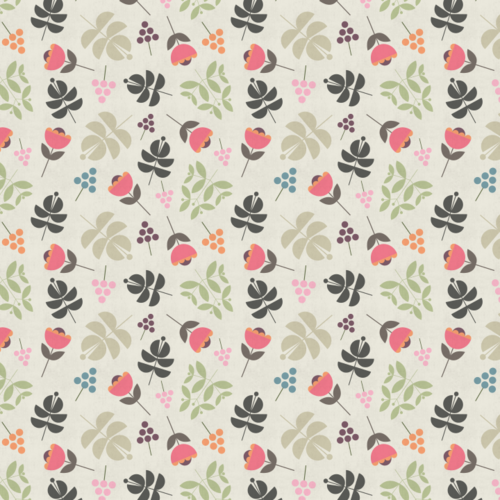 Flowers, Figs and Grape Leaves Cream Fabric by the Yard