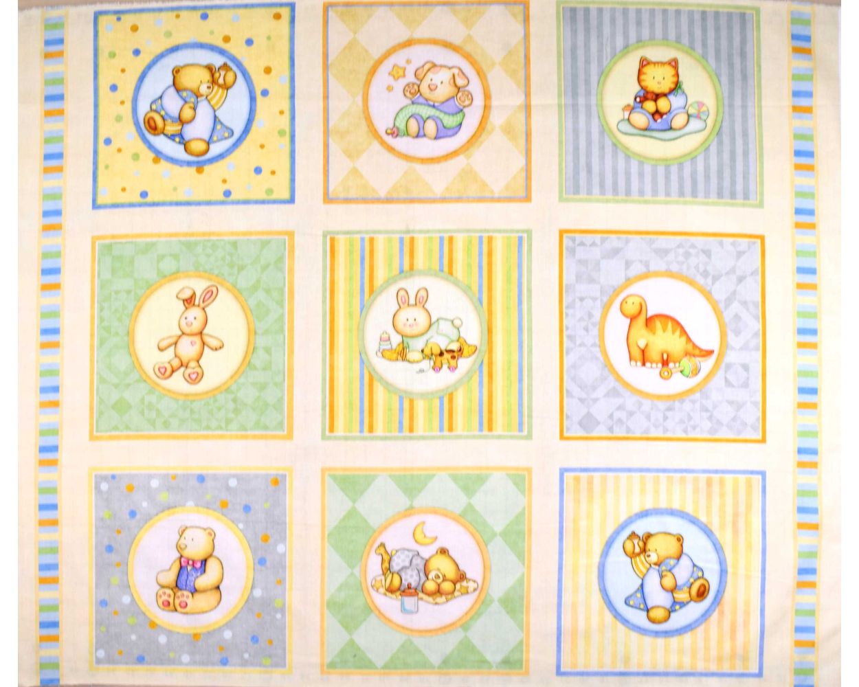 Quilting Treasures Lullaby Baby Animal Picture Patches Panel - Cream-new online only