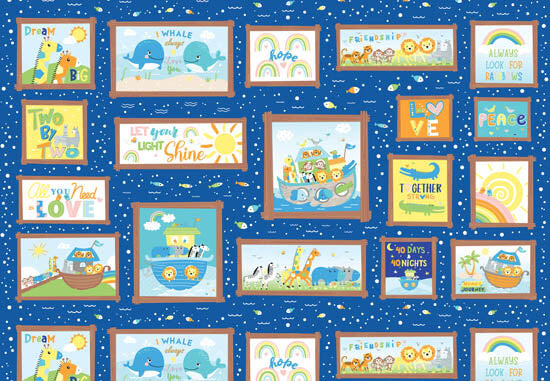 Noah's Journey - Noah'S Journey Boxes - Royal Blue Fabric panel