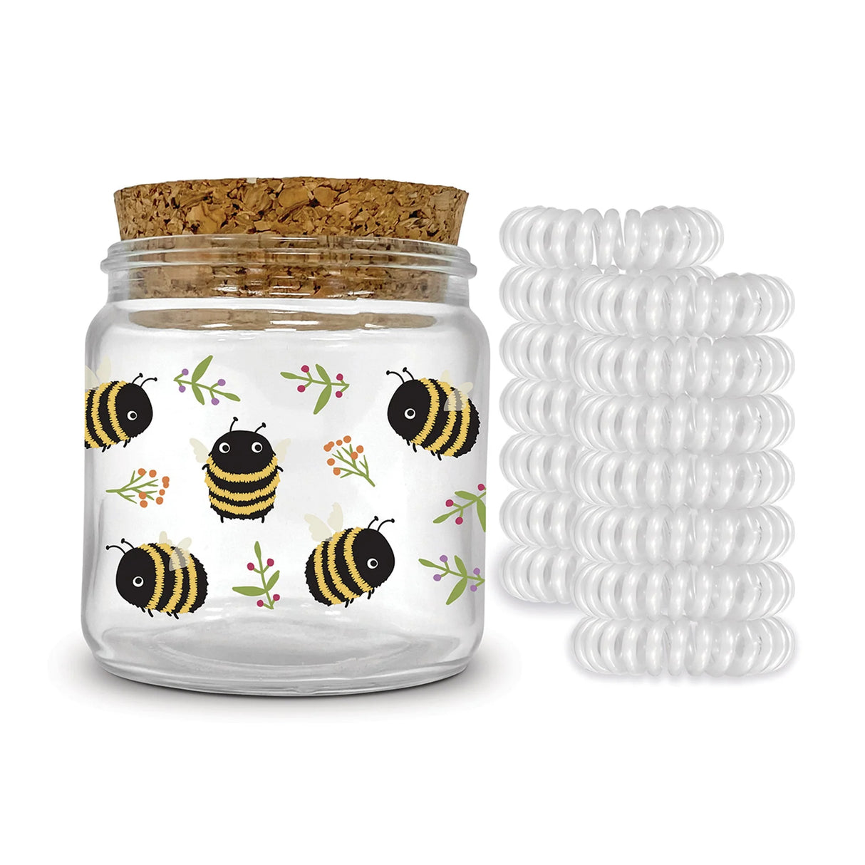 Buzzy Bees Spiral Hair Ties In Decorative Jar