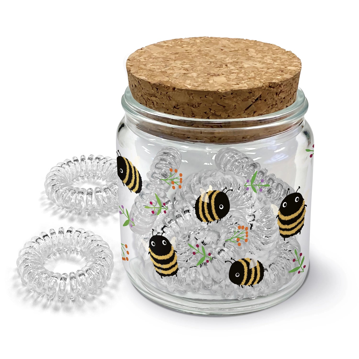 Buzzy Bees Spiral Hair Ties In Decorative Jar