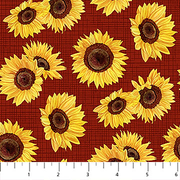 Autumn Afternoon Sunflower Spot Rust Yellow, fabric by the Yard