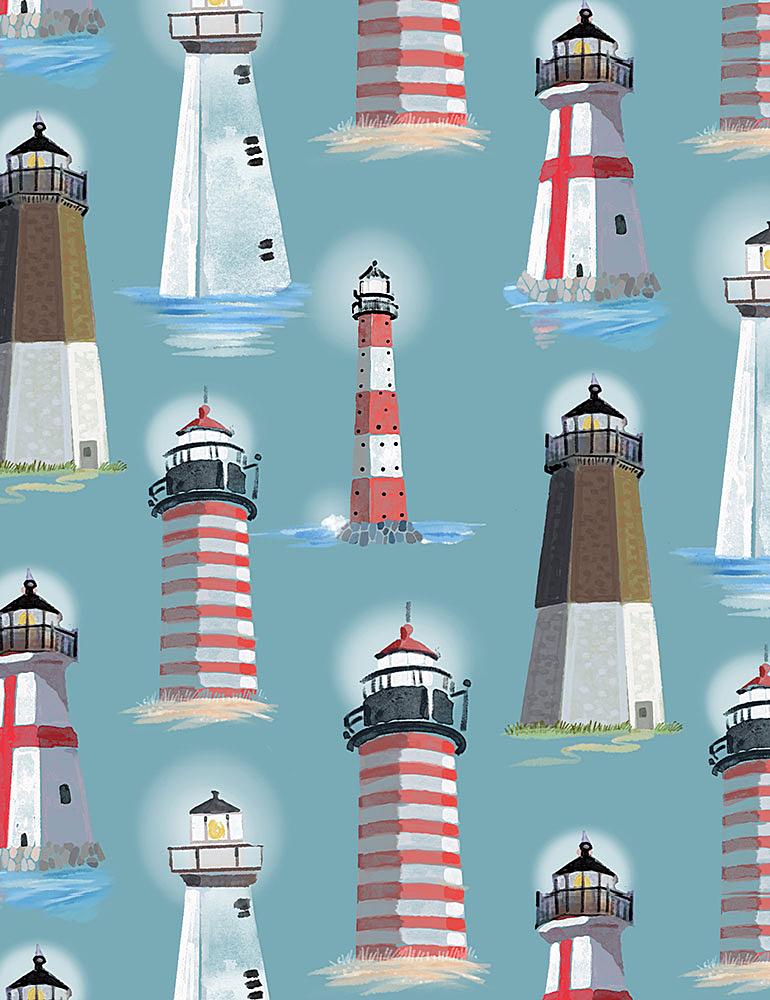 Teal Lighthouse Timeless Treasures Fabric by the Yard