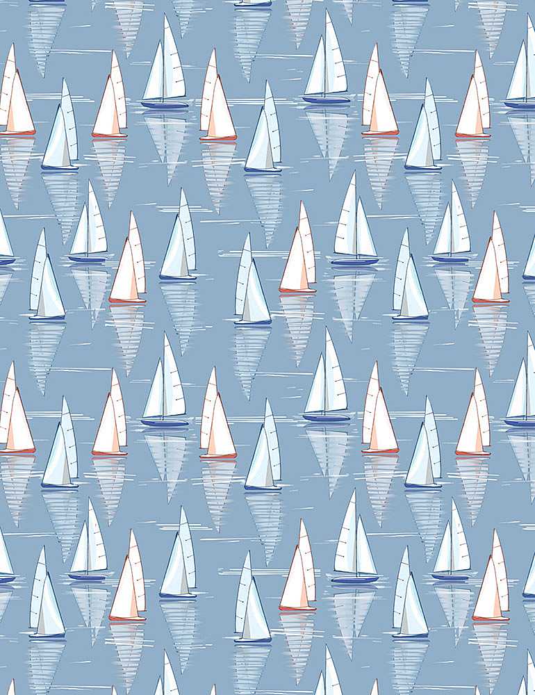 Blue Sailboat Fabric by the Yard
