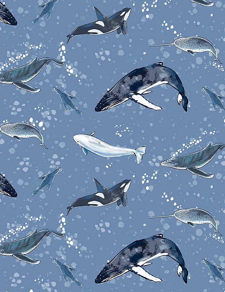 Mixed Whale fabric by the Yard