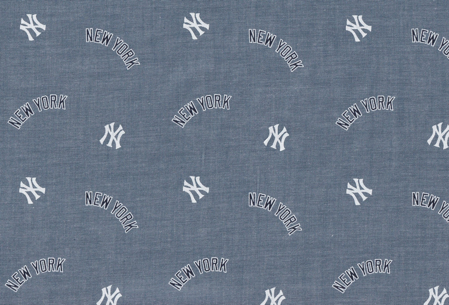 Ny Yankees Chambray Cotton Fabric by the Yard