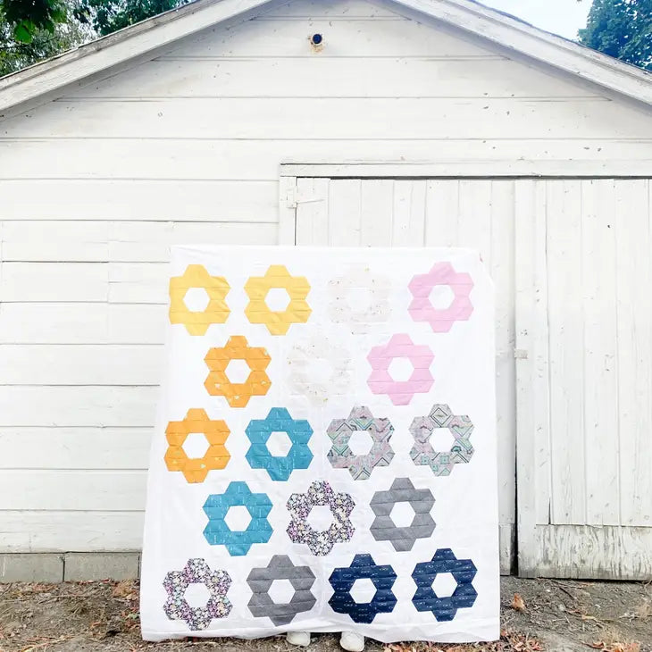 Hexie Blooms, printed quilt pattern