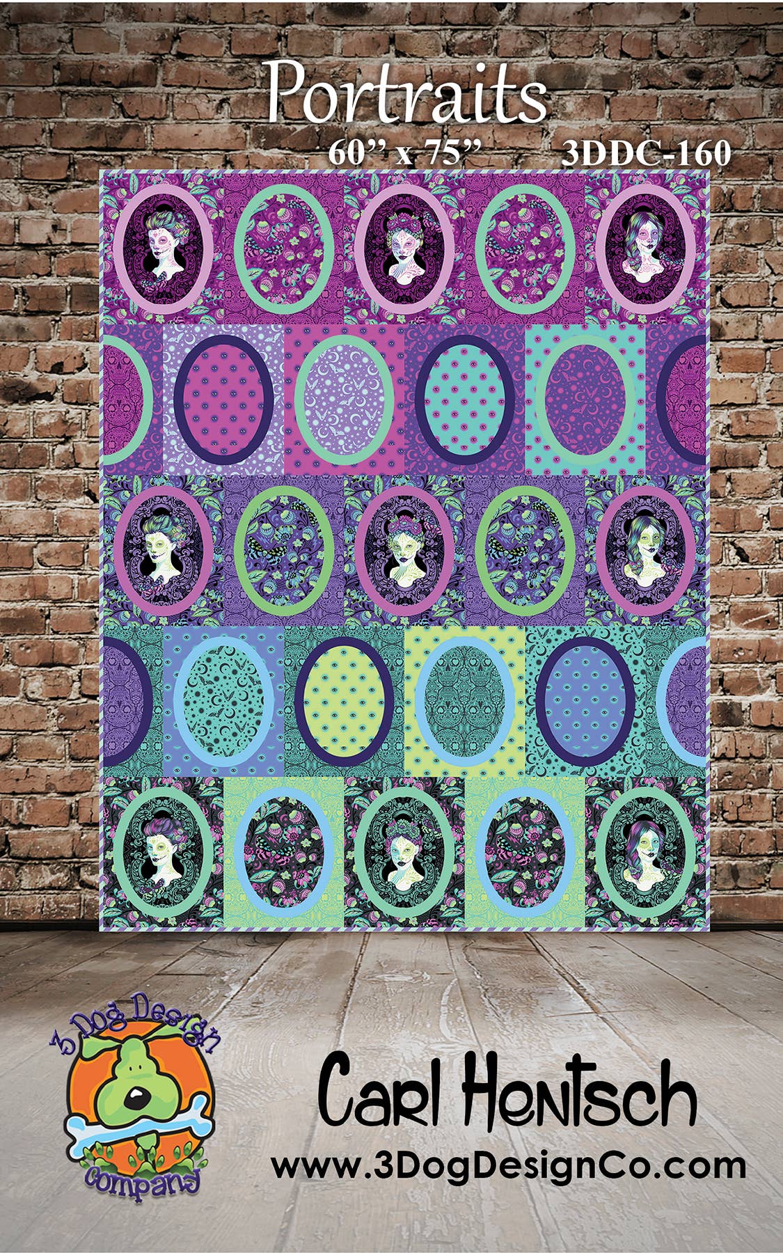 Portraits, printed quilt pattern