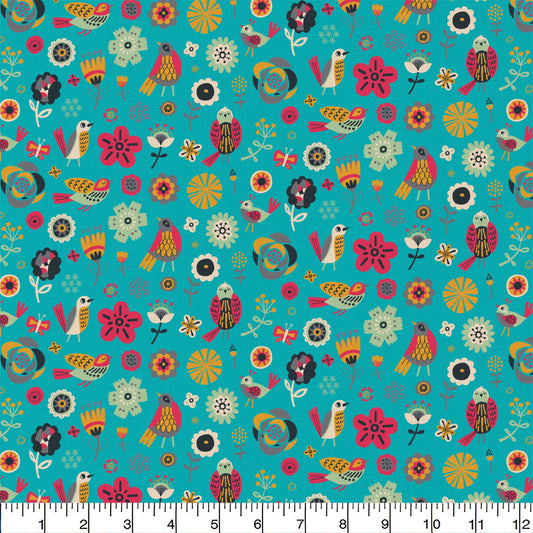 Emma & Mila Collection - Fabric by the Yards -Birds of a Feather - Birds & Flowers