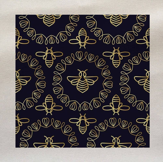 Bee Flying Insect Decorative Black Yellow Fabric Panel